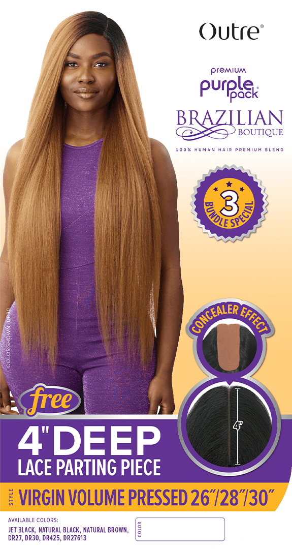 VIRGIN VOLUME PRESSED 26 28 30 4 Deep Lace Parting Piece Outre