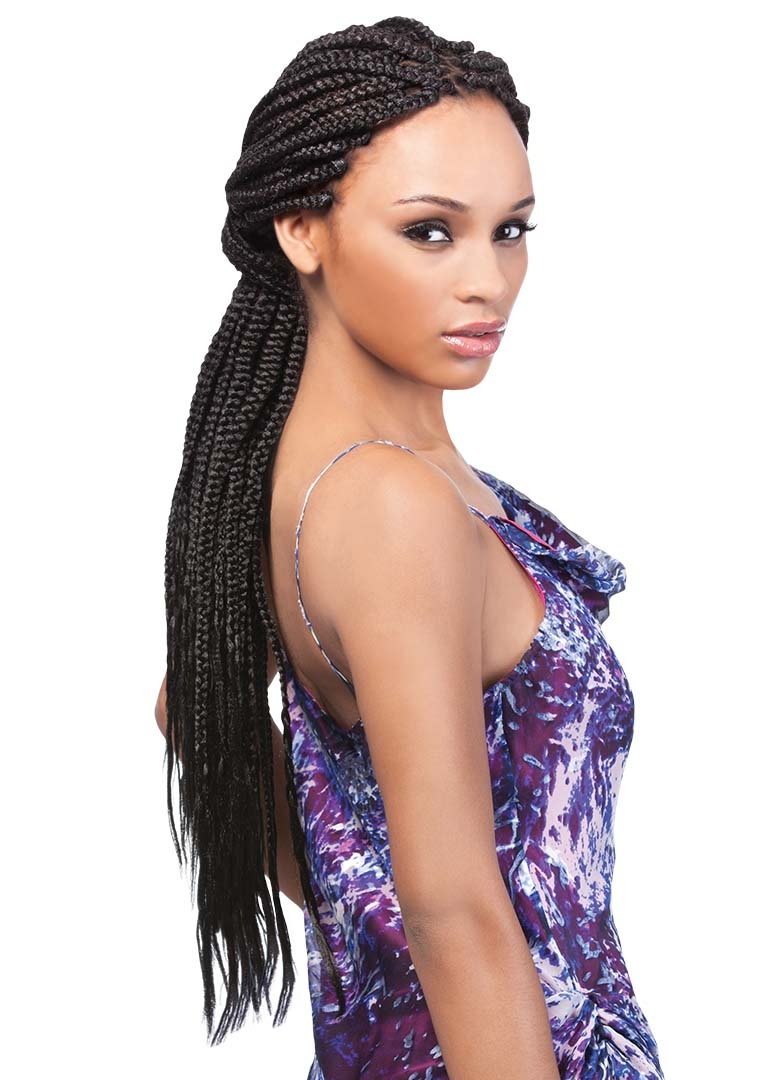 Jumbo knotless braids. This forest green color of @outre_hair is