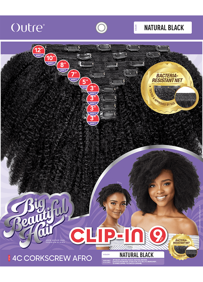 Outre clip in 9 pcs 4C Corkscrew afro 10